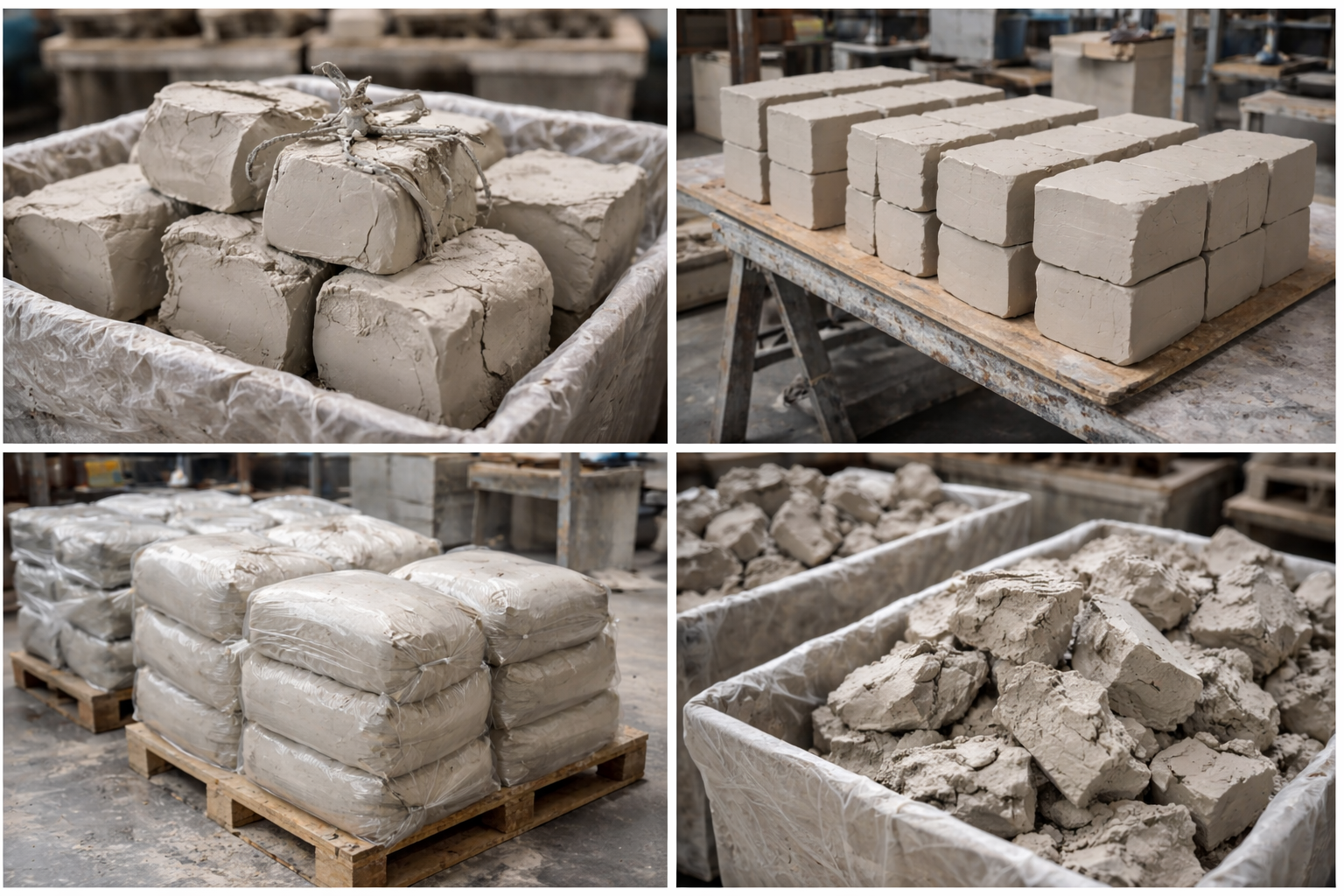 Stacks of uniform ceramic bisque ware ready for glazing